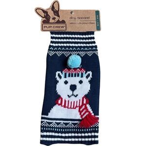 Pup Crew Holiday Polar Bear Dog Sweater Size XS NWT